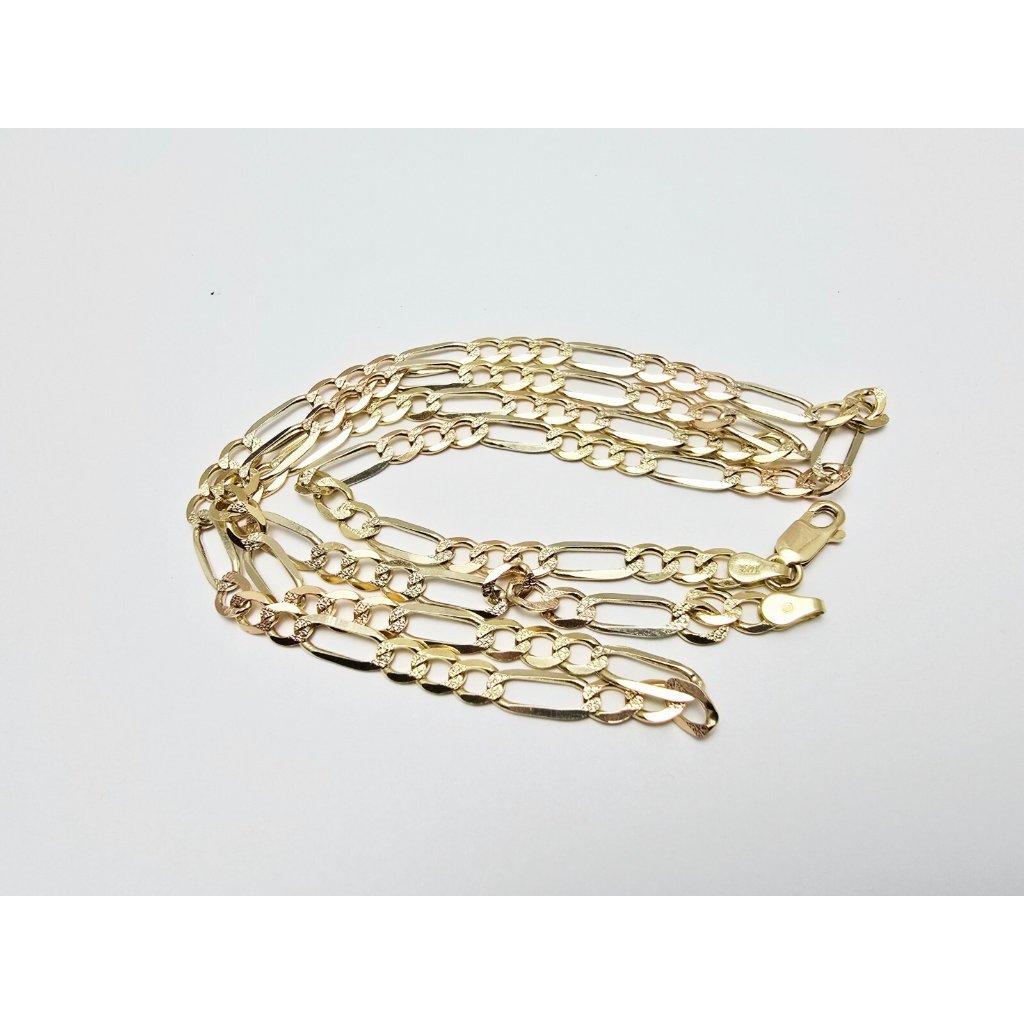 Unique 14k Solid Yellow Gold Diamond Cut Figaro Link Chain Necklace  2625 L